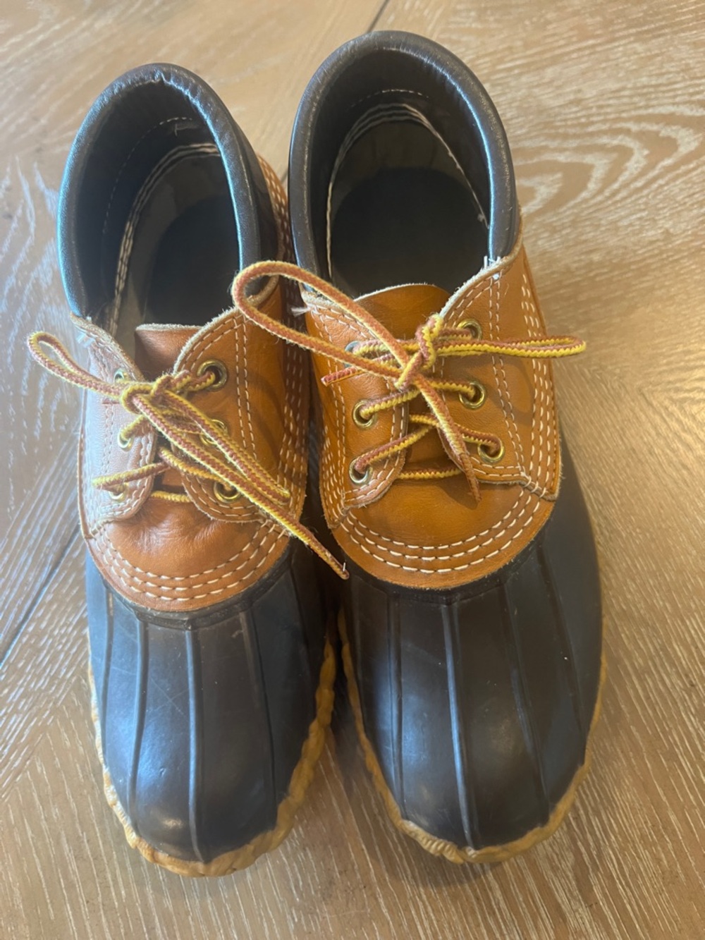 Ladies Two-Tone Brown Duck Boots - Waterproof Lace-Up